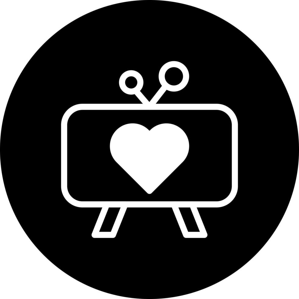 TV icoon gevulde zwart wit stijl Valentijn illustratie vector element en symbool perfect.