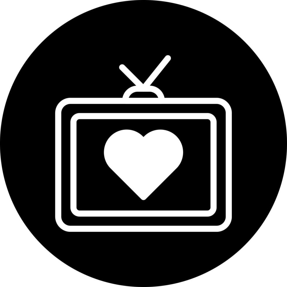 TV icoon gevulde zwart wit stijl Valentijn illustratie vector element en symbool perfect.