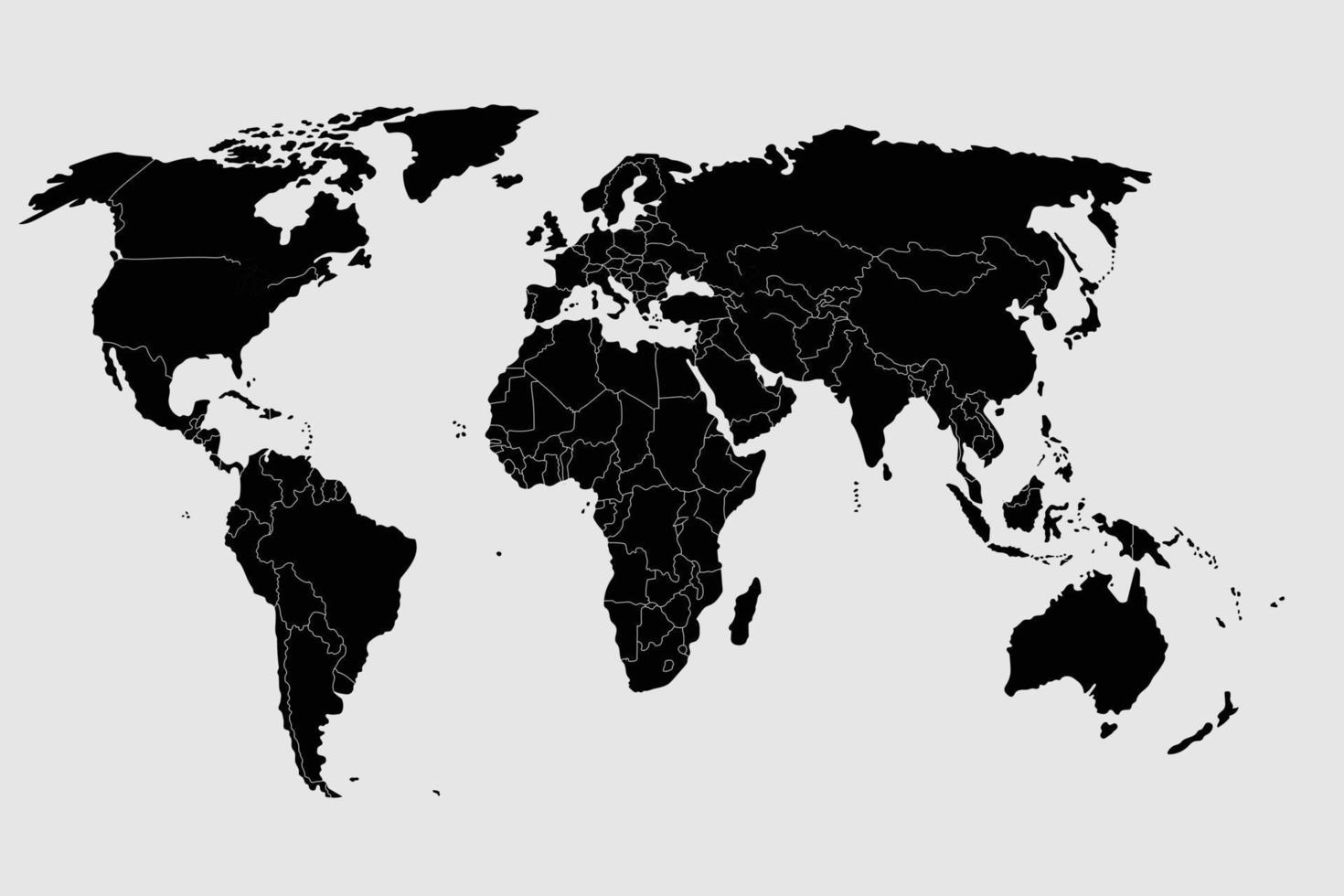 wereld kaart in zwart en wit vector