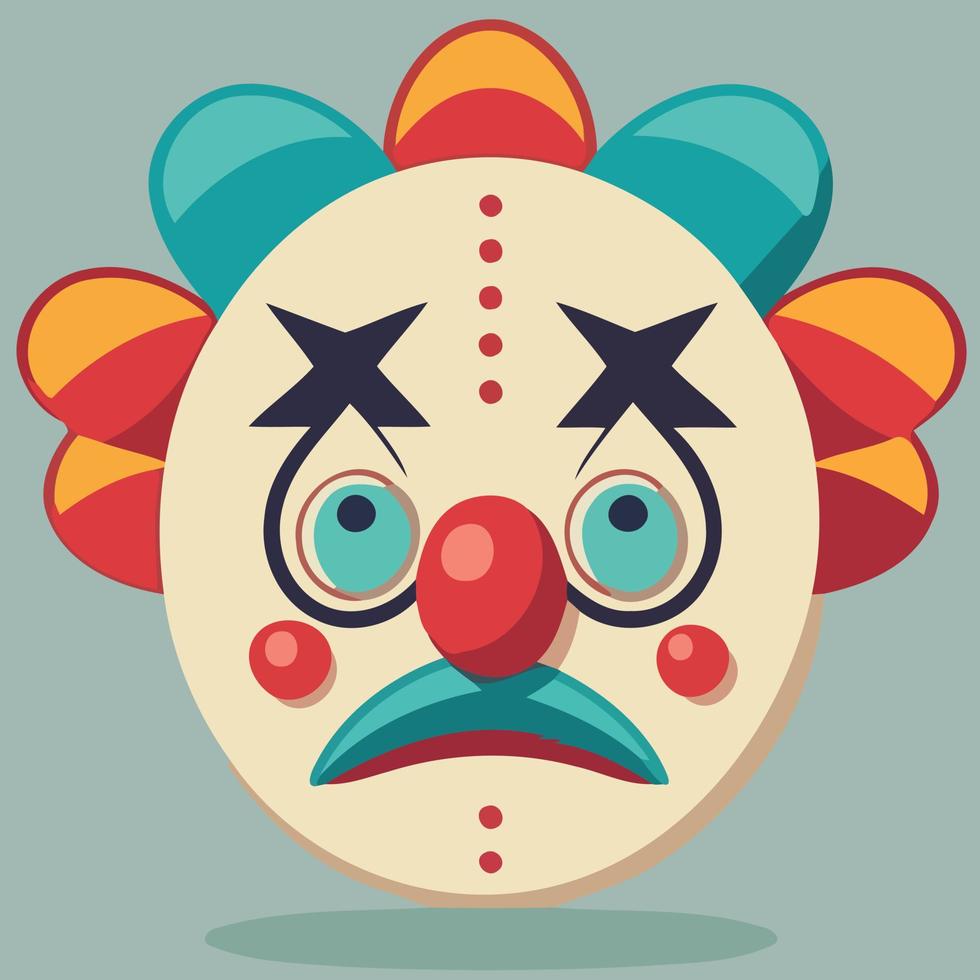 gezicht van persoon in clown kostuum vector