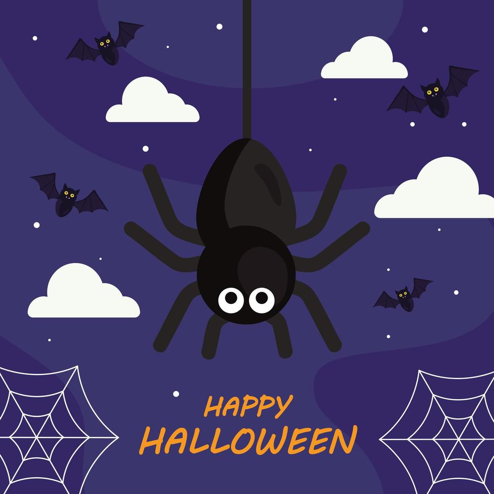 happy halloween met spider cartoon vector ontwerp