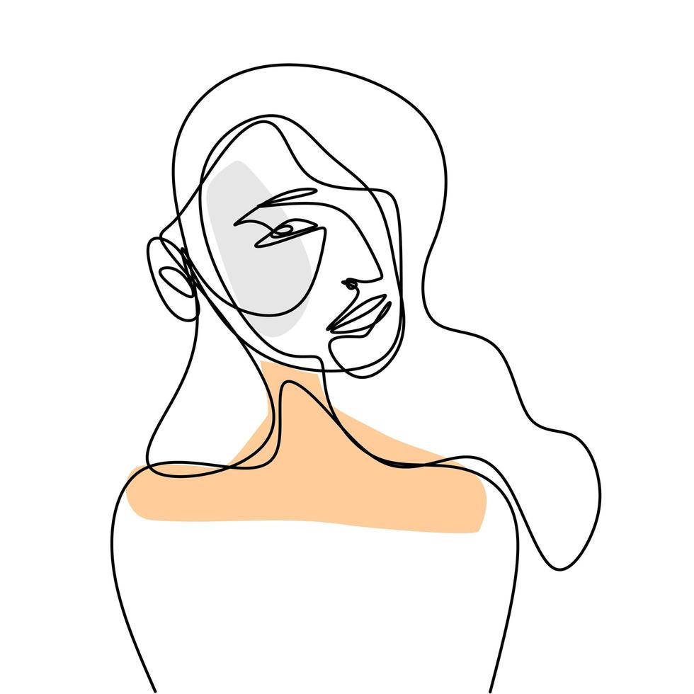 vector abstracte trendy illustratie van een lijntekening van de vrouw.