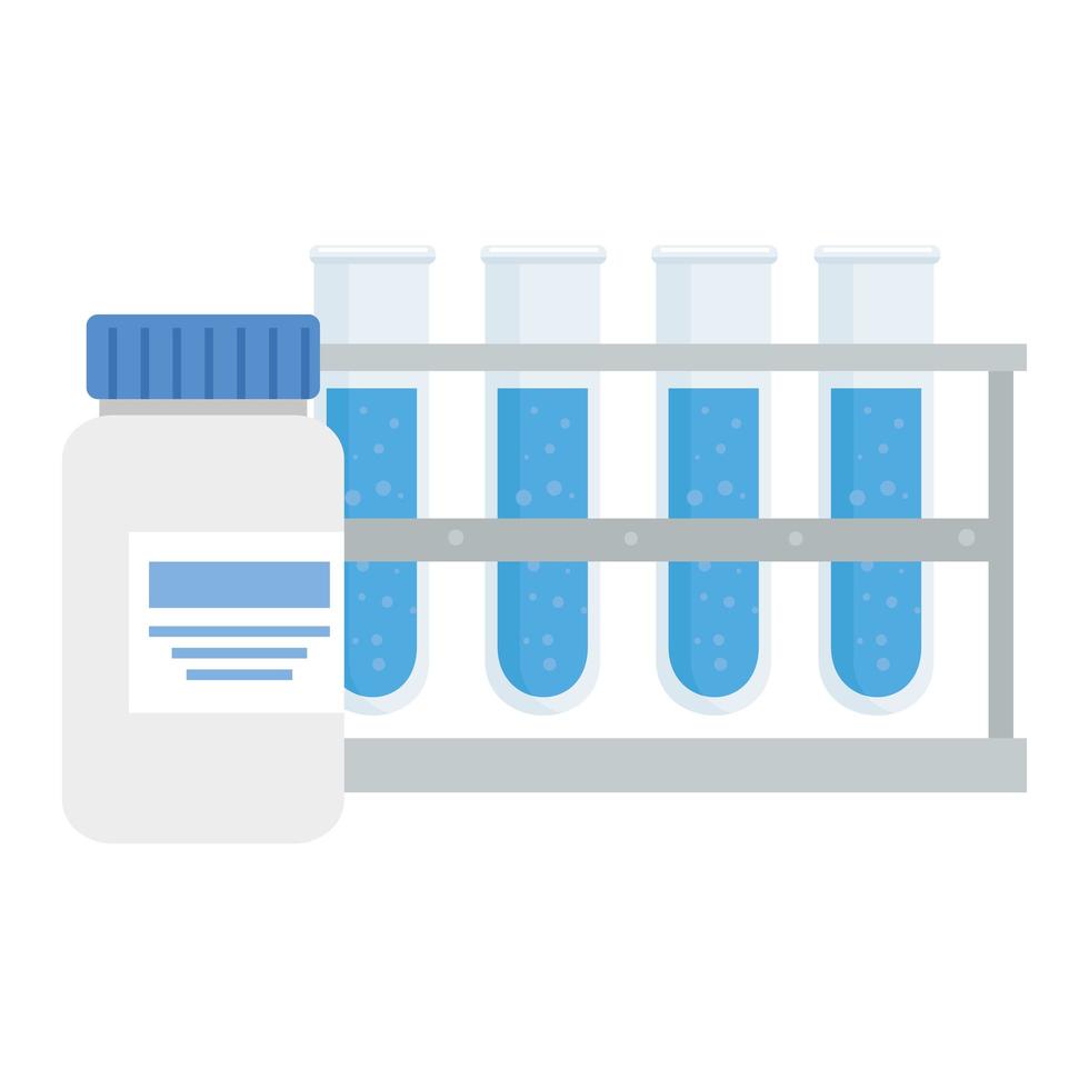 laboratoriumfles met etiket en buizen vectorontwerp vector