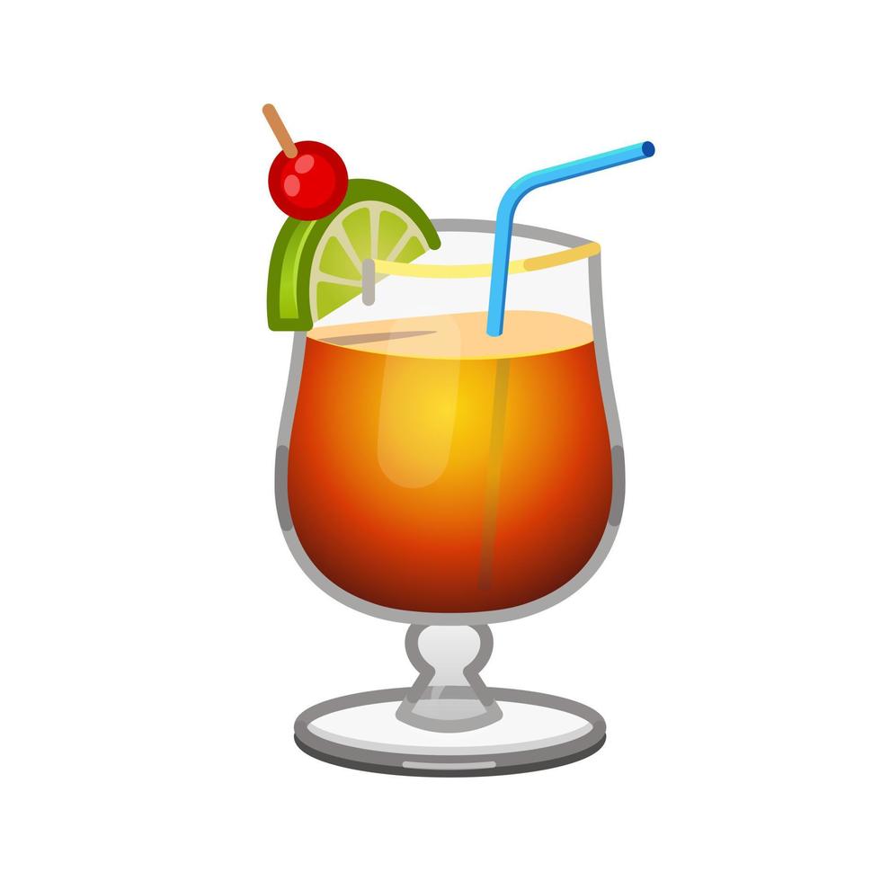 glas met een cocktail groot grootte icoon van emoji cocktail vector