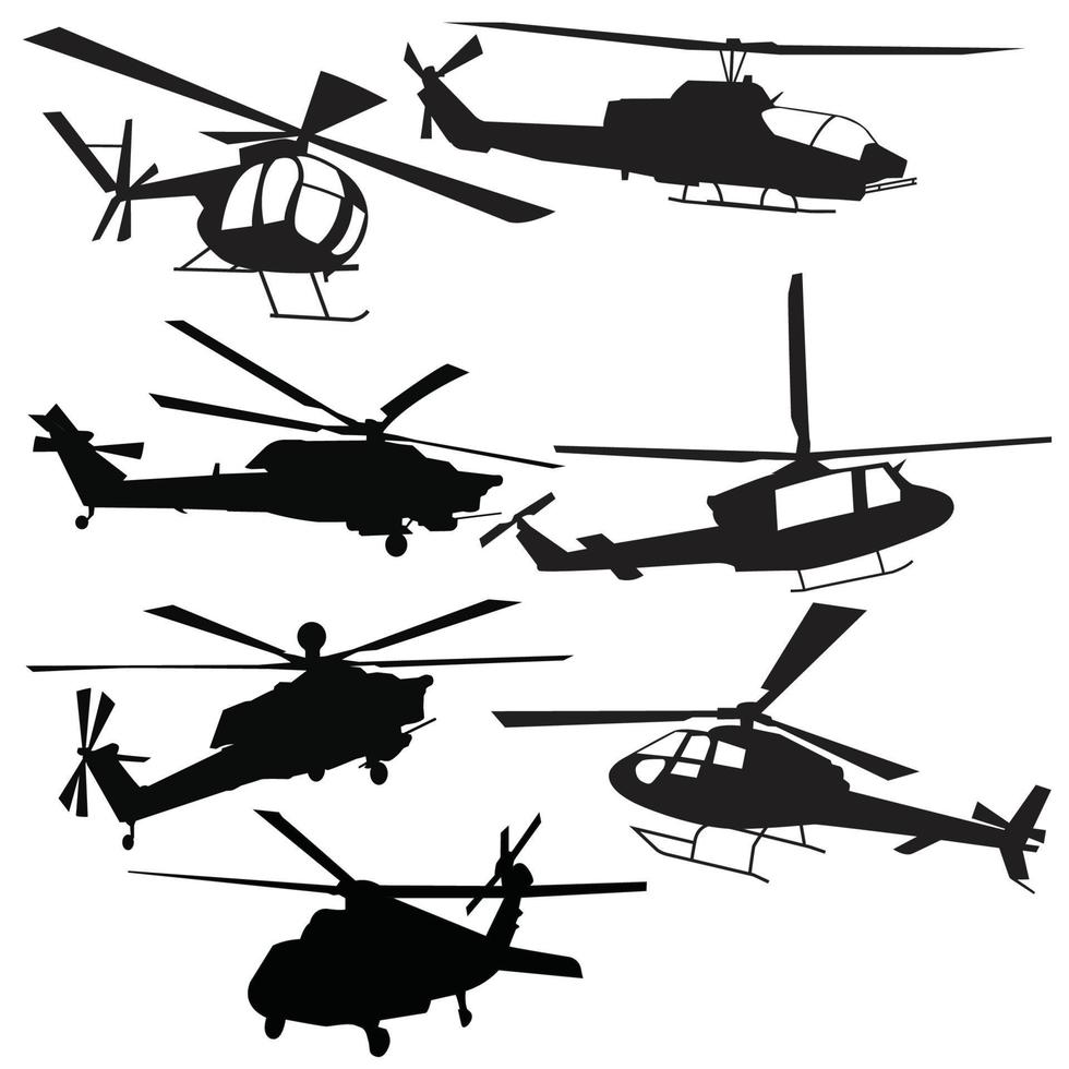 helikopter silhouet verzameling reeks vector