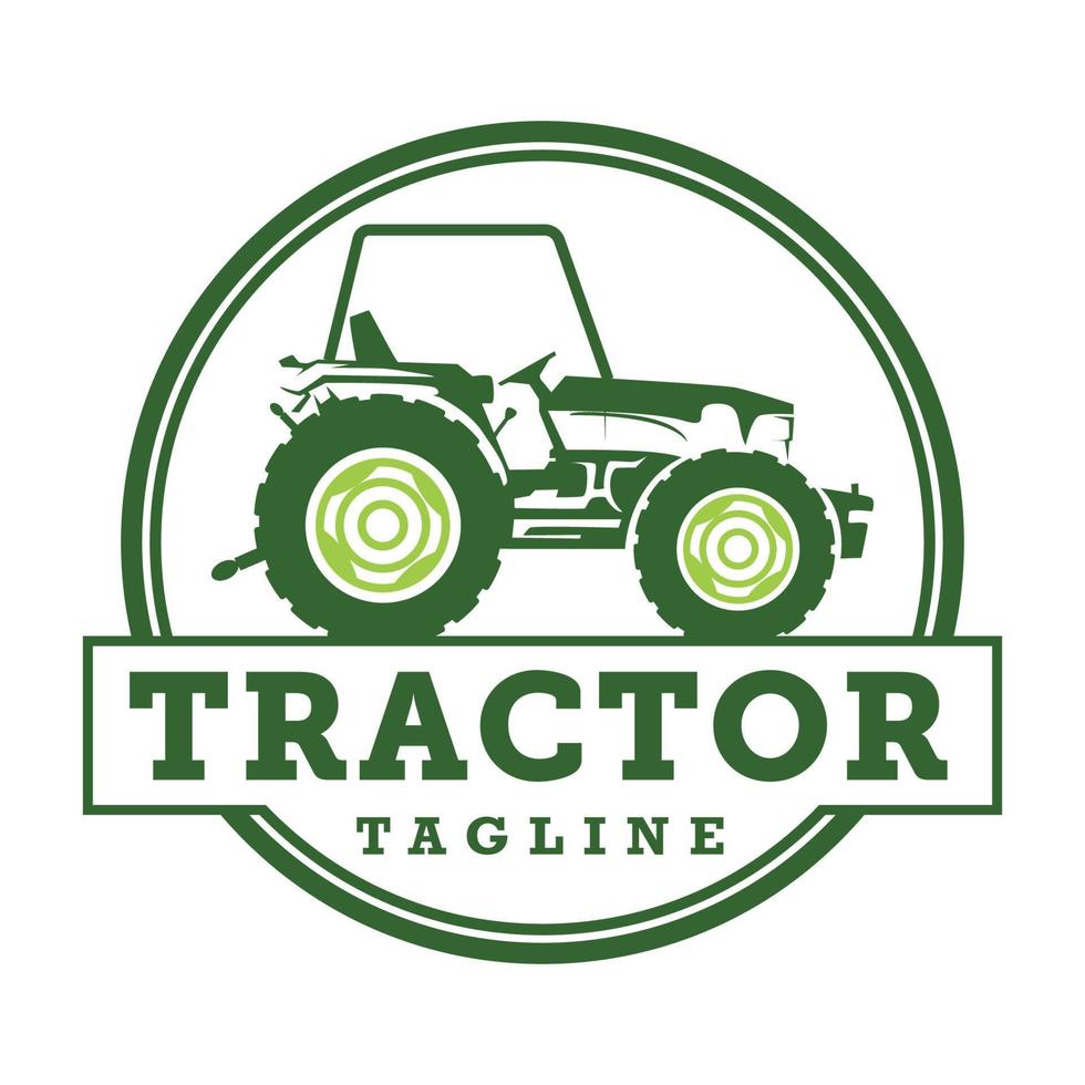 illustratie van trekker in een boerderij logo sjabloon. klaar gemaakt logo met wit geïsoleerd achtergrond. vector