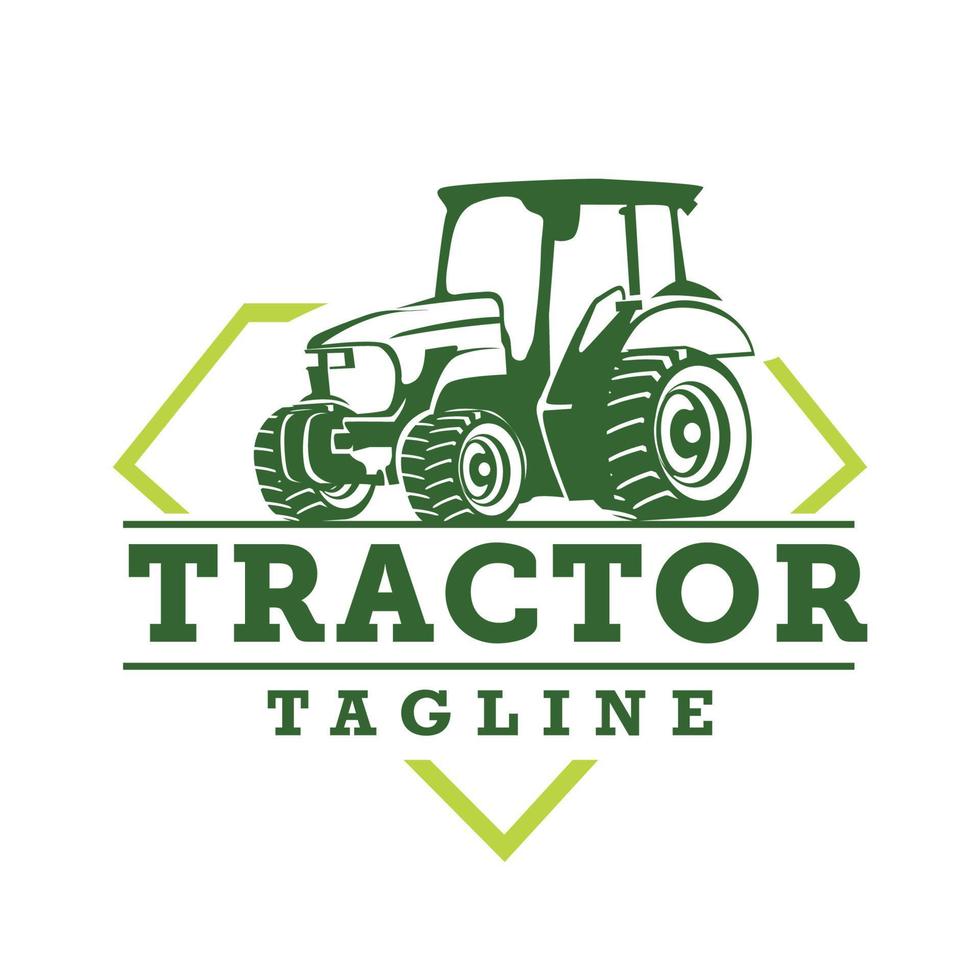 illustratie van trekker in een boerderij logo sjabloon. klaar gemaakt logo met wit geïsoleerd achtergrond. vector