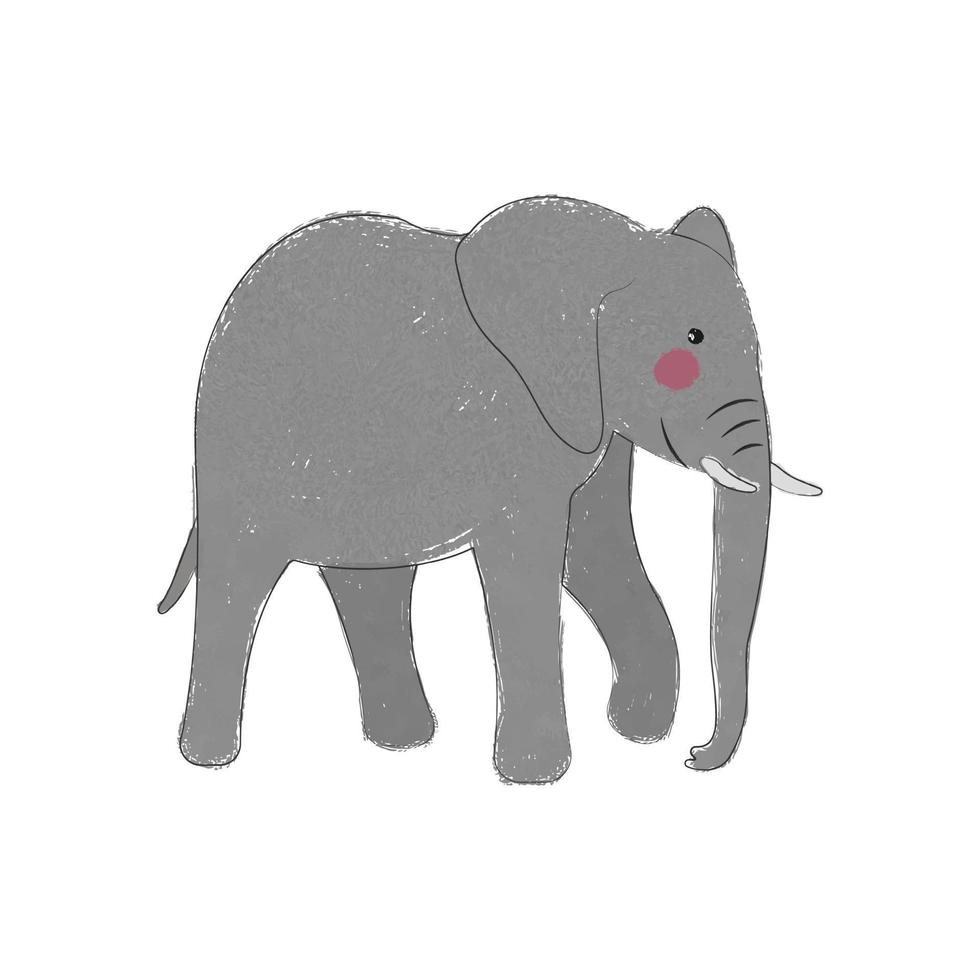 schattig en tekenfilm hand- getrokken Afrikaanse olifant. geïsoleerd olifant voor t-shirt afdrukken, posters en meer. vector illustratie