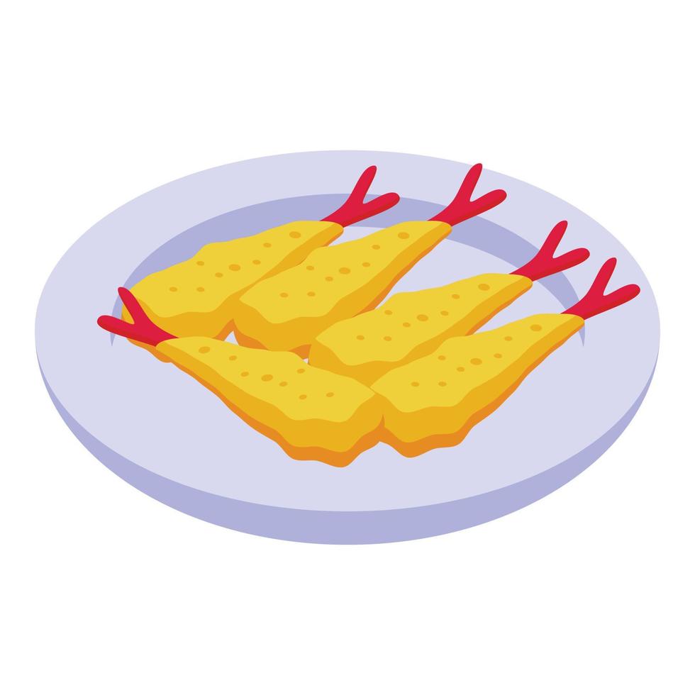 garnaal tempura icoon isometrische vector. gebakken kip vector