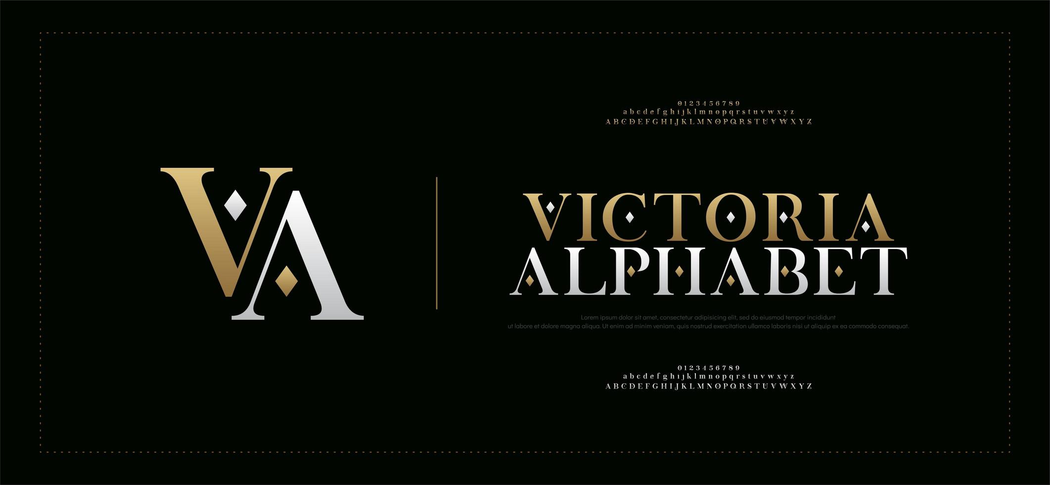 elegante alfabet letters serif-lettertype en cijferset vector