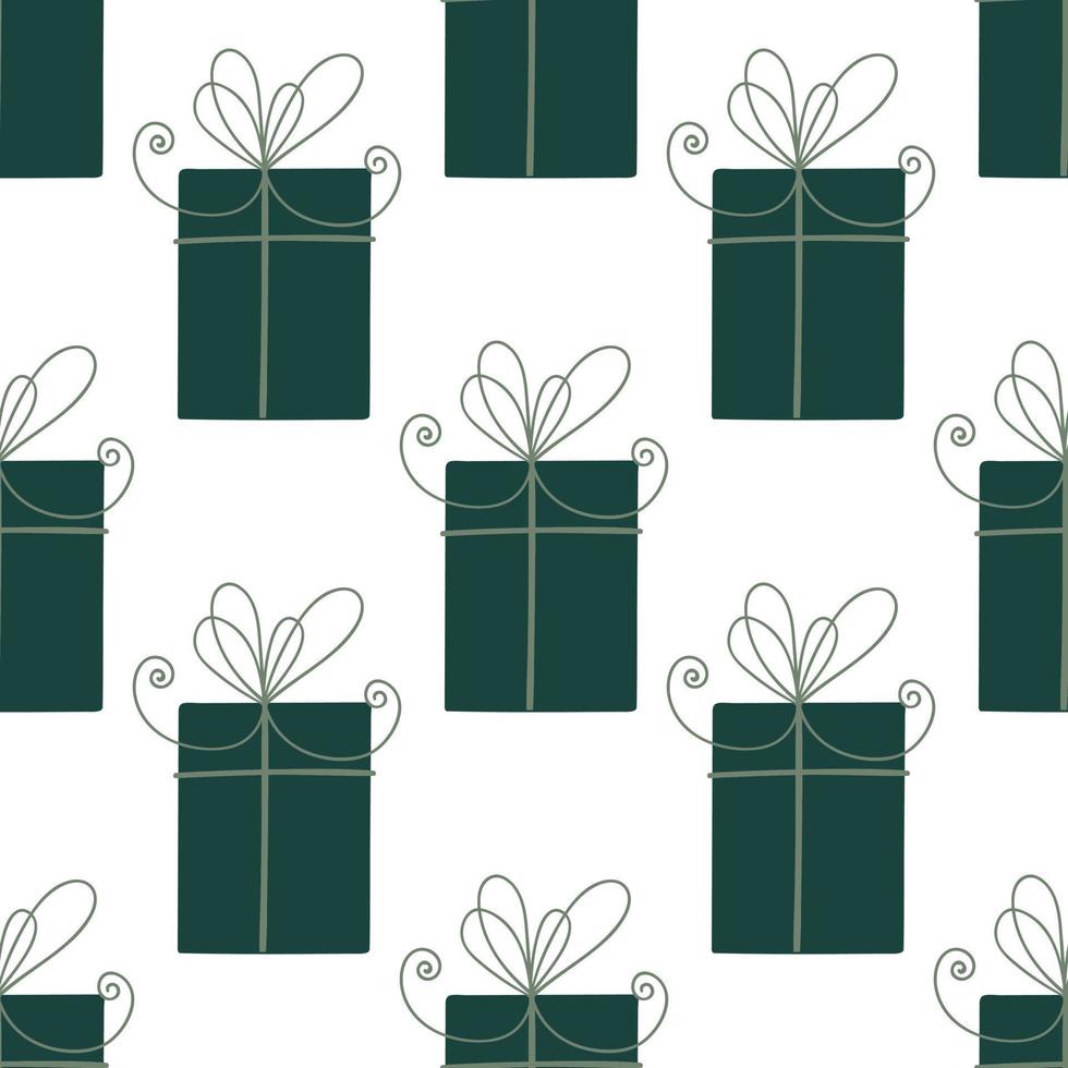 groen geschenk dozen. festival naadloos patroon. vector