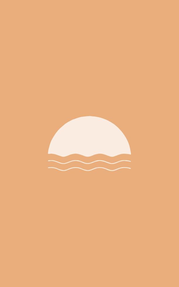 abstract hedendaags esthetisch achtergronden landschappen met zonsopkomst, zonsondergang. aarde tonen, pastel kleuren. boho muur decor. midden eeuw modern minimalistische kunst afdrukken. vector