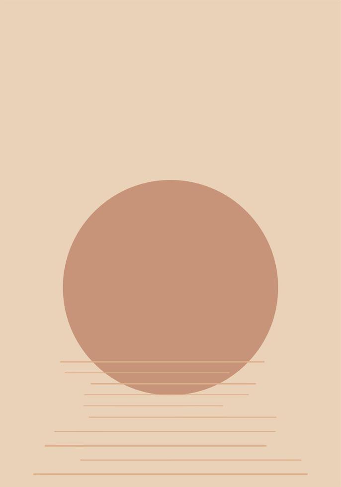 abstract hedendaags esthetisch achtergronden landschappen met zonsopkomst, zonsondergang. aarde tonen, pastel kleuren. boho muur decor. midden eeuw modern minimalistische kunst afdrukken. vector