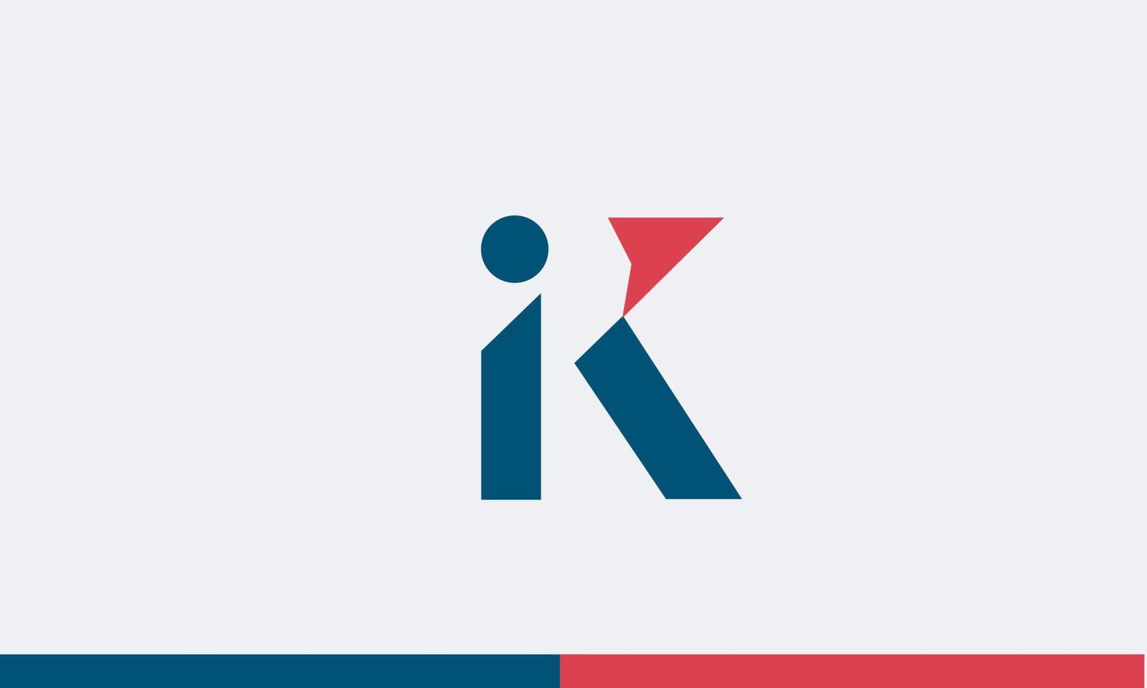 alfabet letters initialen monogram logo ik, ki, ik en k vector