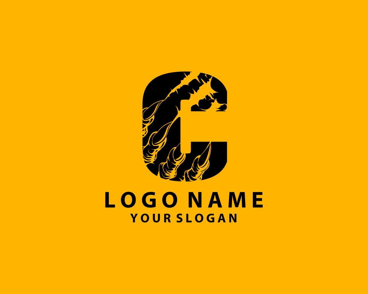 grunge eerste brief c icoon, krassen effect. modern sjabloon logo ontwerp vector