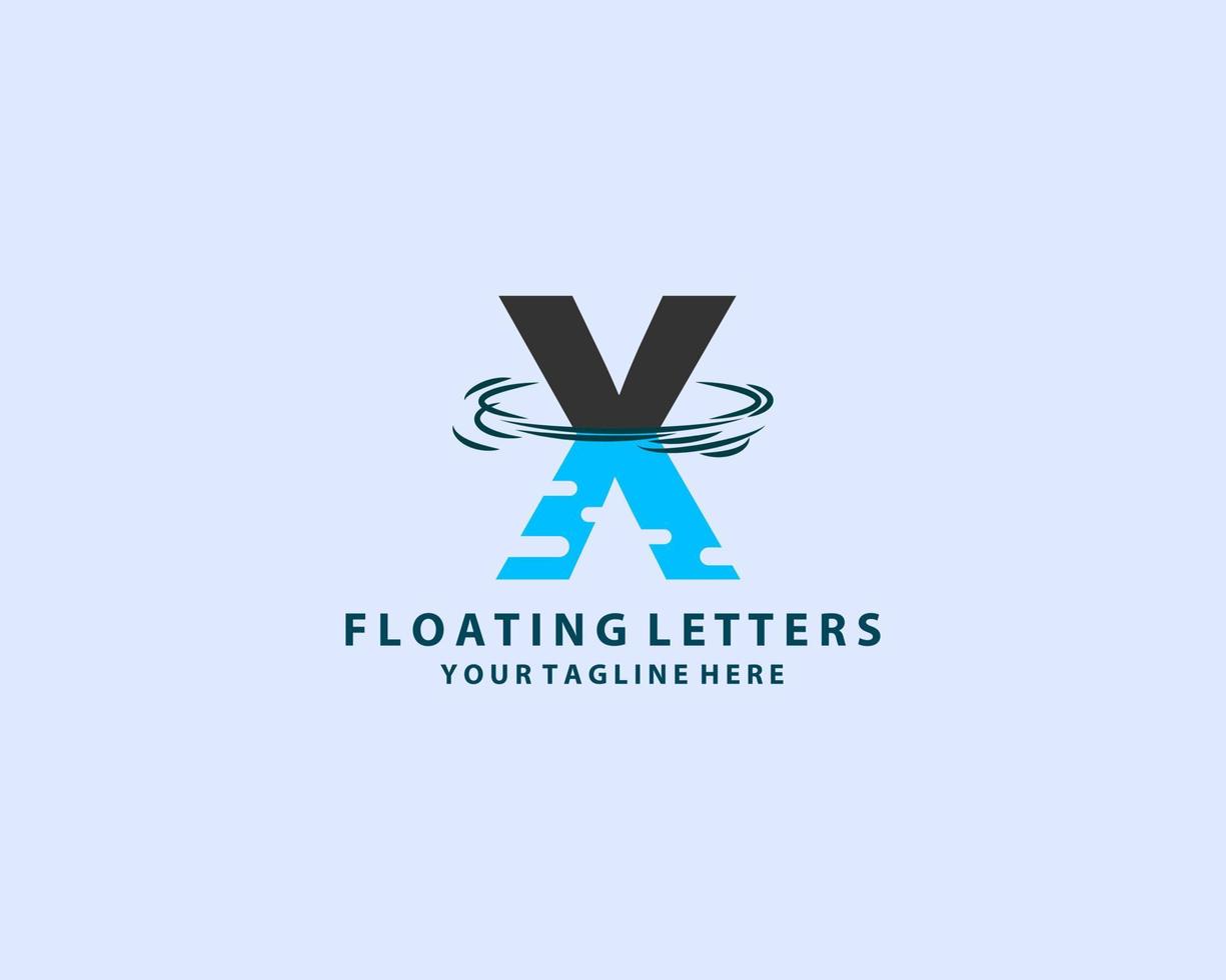 brief X logo ontwerp met een water laten vallen concept vector