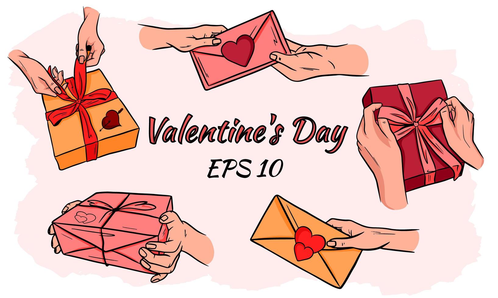 set van vector valentines.