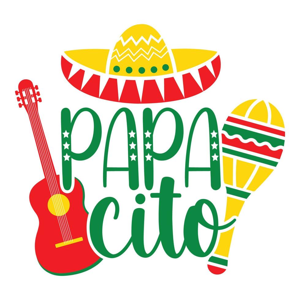 papa cito - cinco de mayo - mei 5, federaal vakantie in Mexico. feest banier en poster ontwerp met vlaggen, bloemen, fecoraties, maracas en sombrero vector