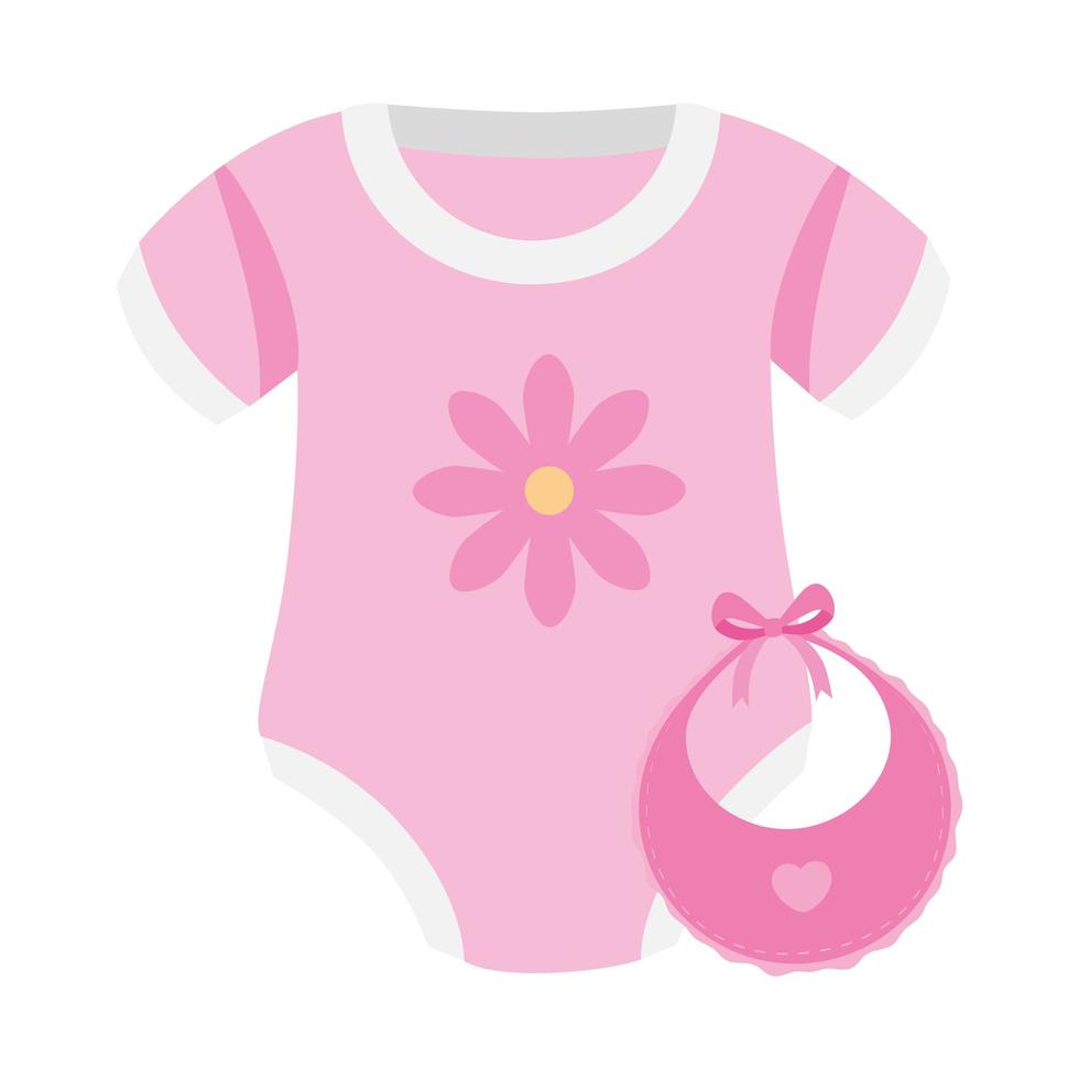 schattige kleren babymeisje met slabbetje geïsoleerde pictogram vector