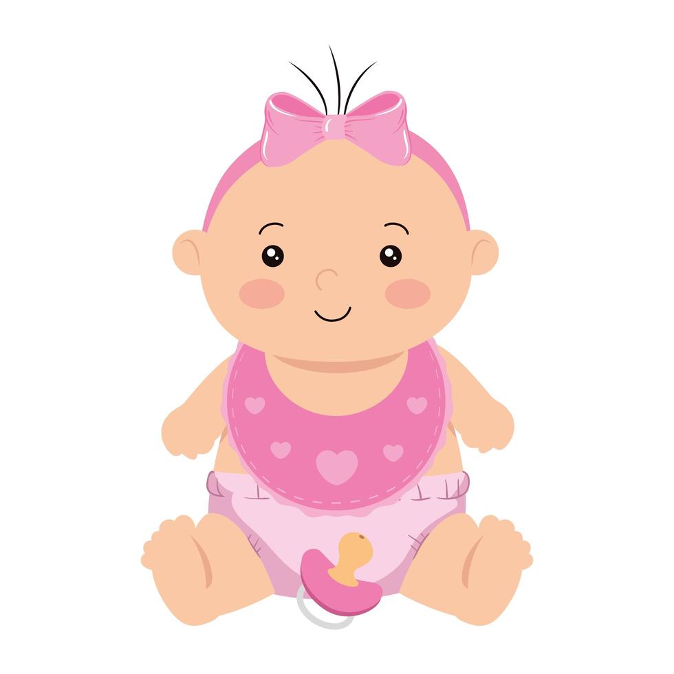 schattig klein babymeisje met slabbetje geïsoleerd pictogram vector