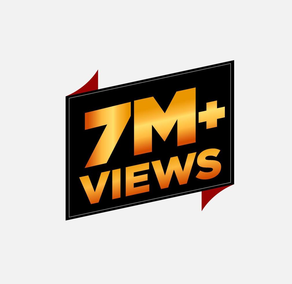 7m plus keer bekeken gouden vector sticker. sociaal media videos keer bekeken vector.