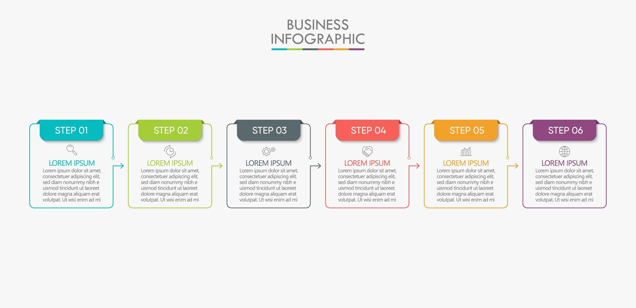 infographic dunne lijn ontwerpsjabloon met 6 opties vector