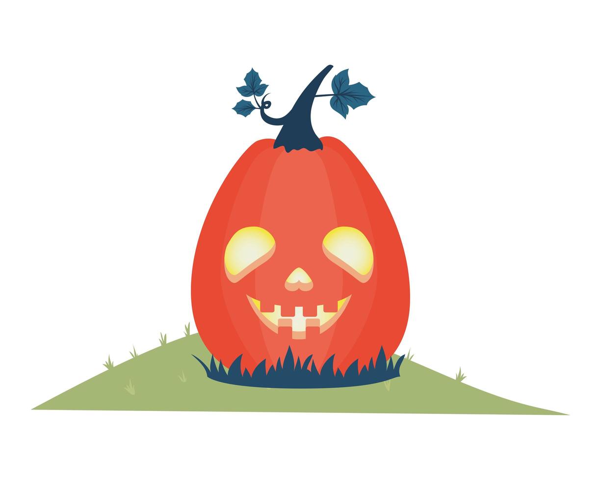 Halloween-pompoen met donkere gezichtslamp vector