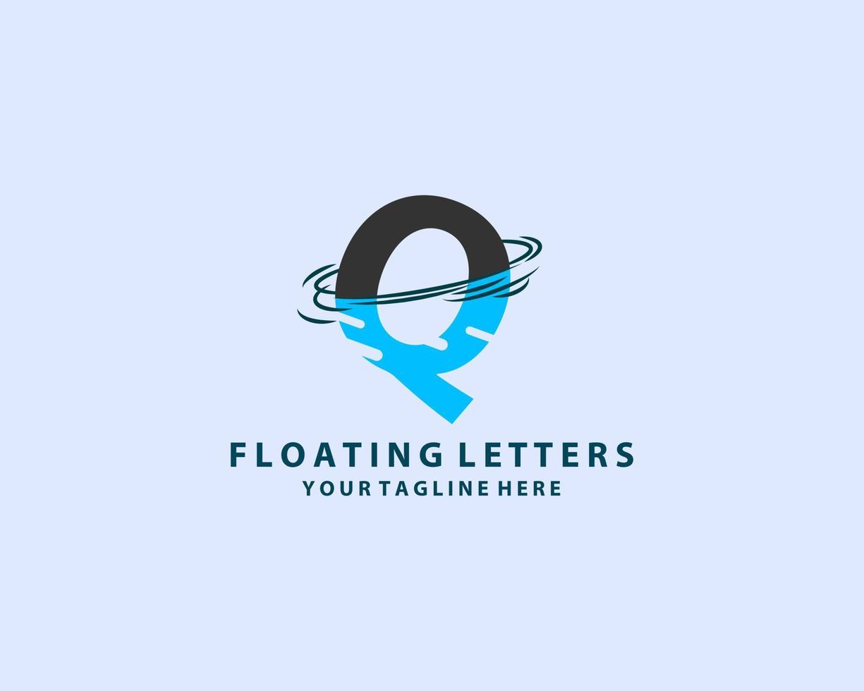brief q water logo ontwerp vector