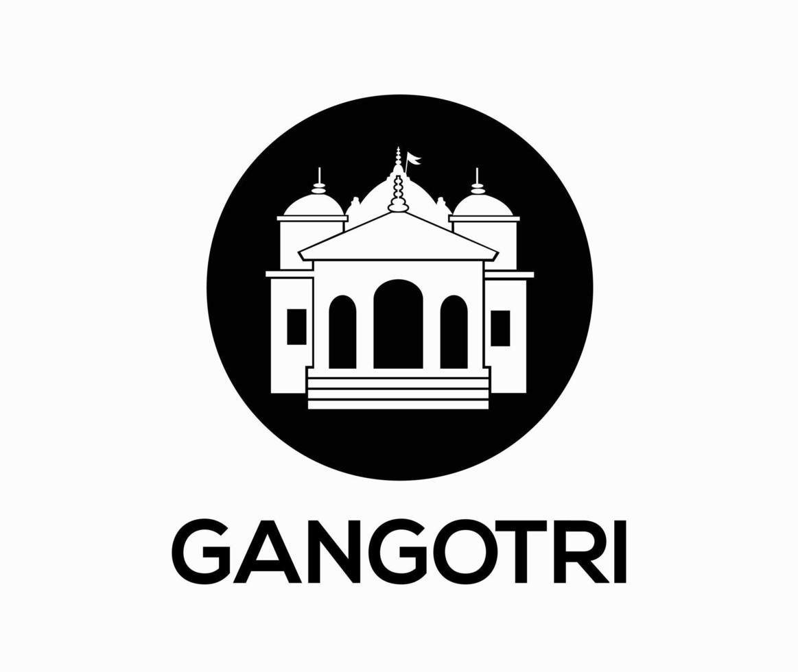 gangotri geschreven met tempel. heer ganga vector icoon. haar een heilig plaats in Indië.