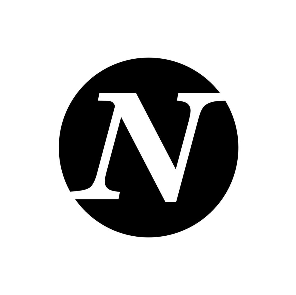 n monogram. n ronde zwart logo. vector