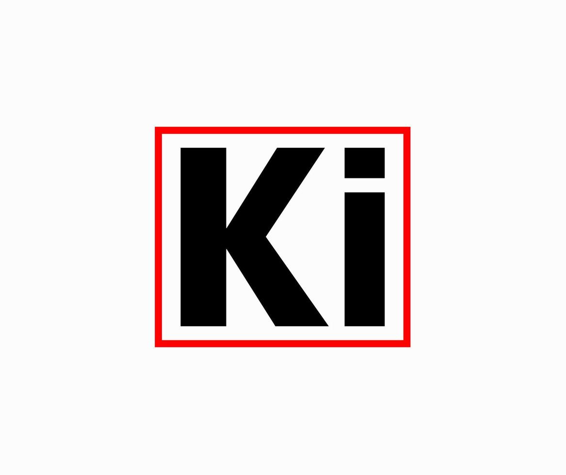 'ki' bedrijf naam eerste brieven monogram. ki brieven in rood doos. ki merk logo. vector