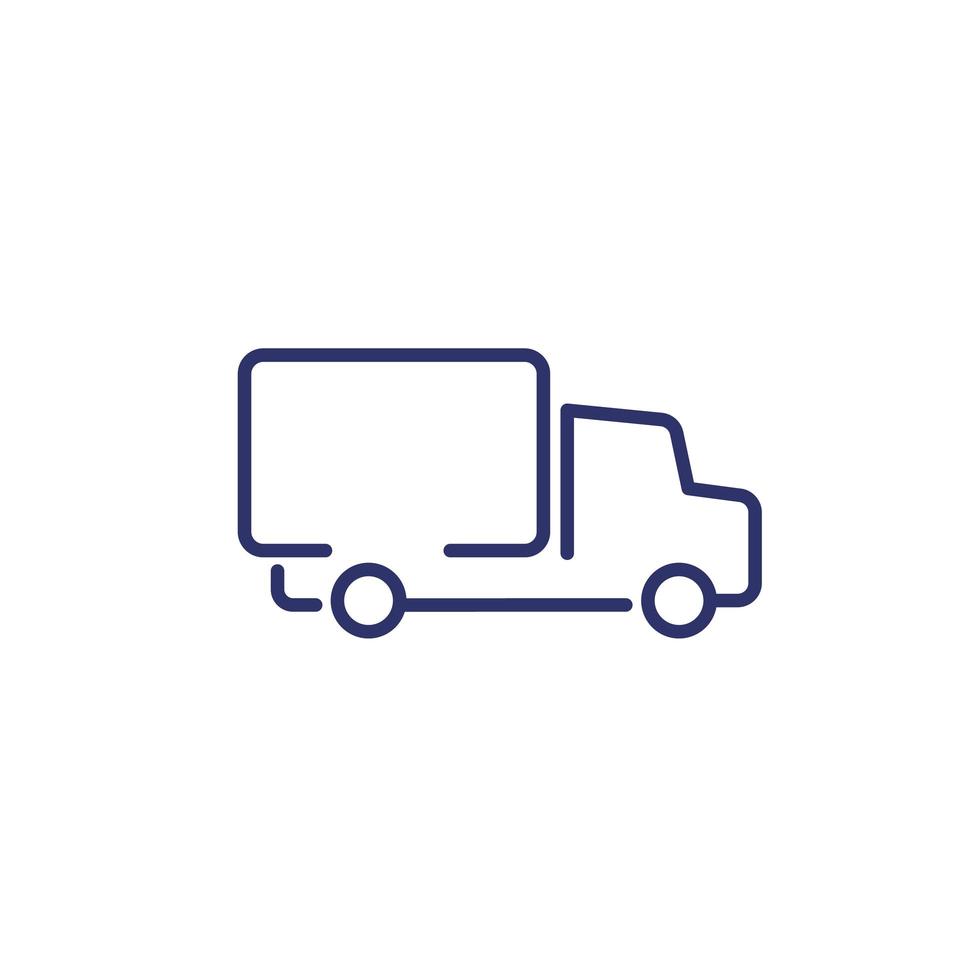 vrachtwagen of vrachtwagen lijn pictogram op wit vector