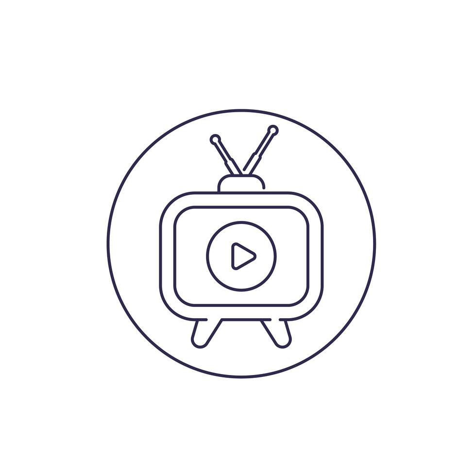 tv met antennepictogram, lineair ontwerp vector