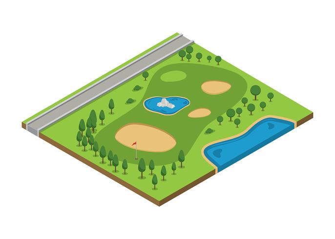 Bovenaanzicht Golfbaan Isometrische Vector