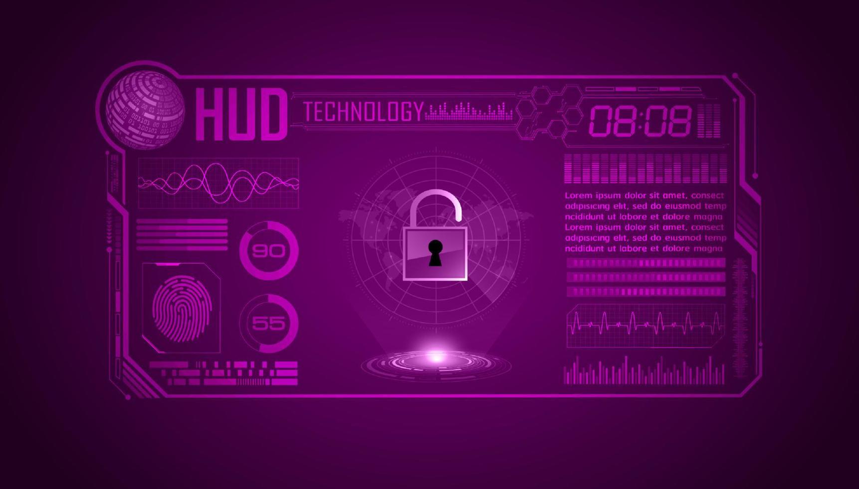 modern hud technologie scherm achtergrond met hangslot vector