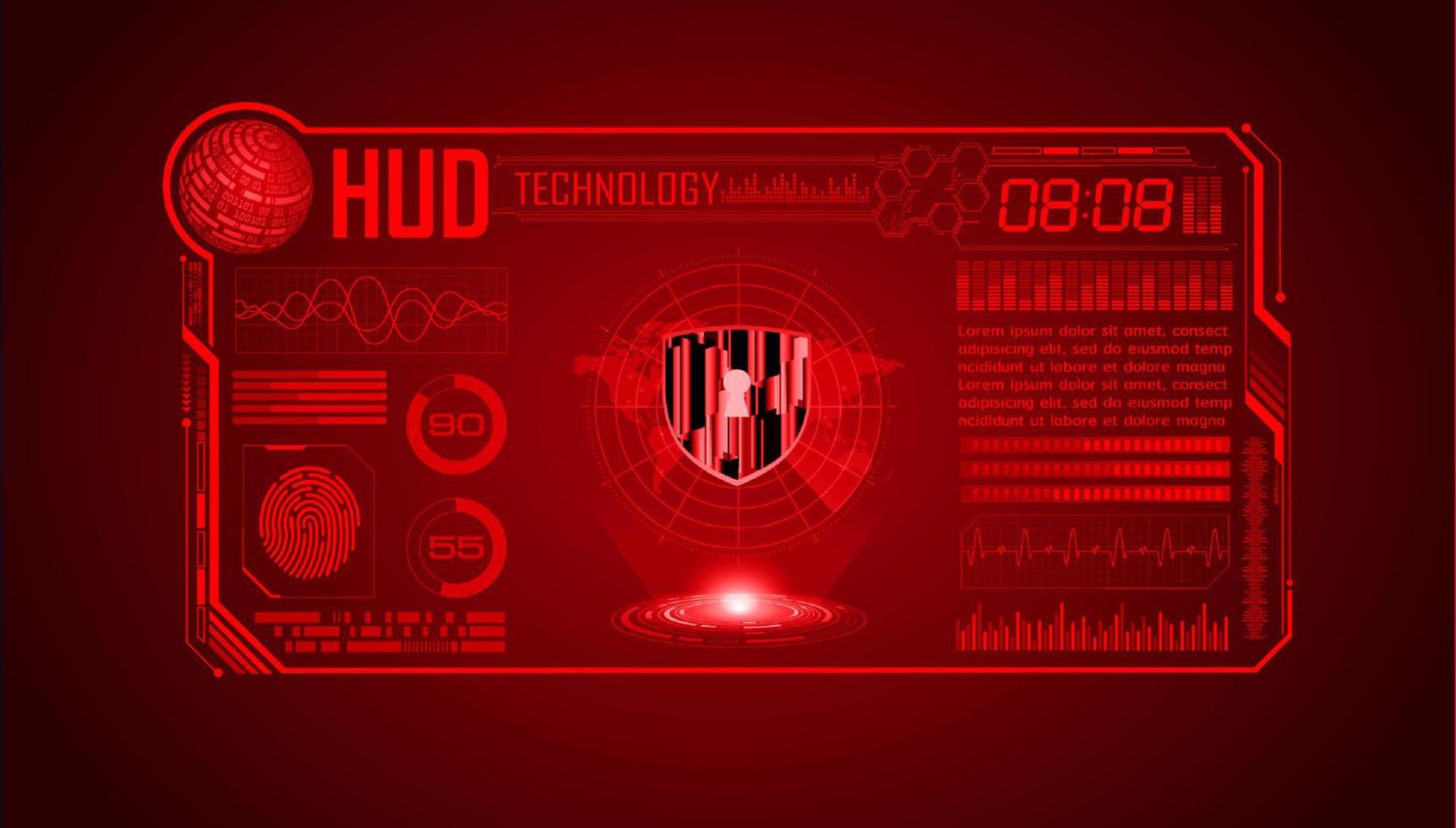 modern hud technologie scherm achtergrond met hangslot vector