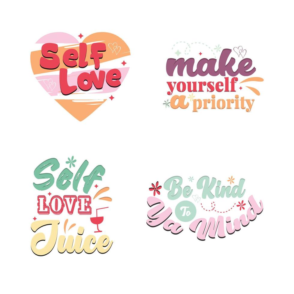 zelf liefde typografie ontwerp reeks vector