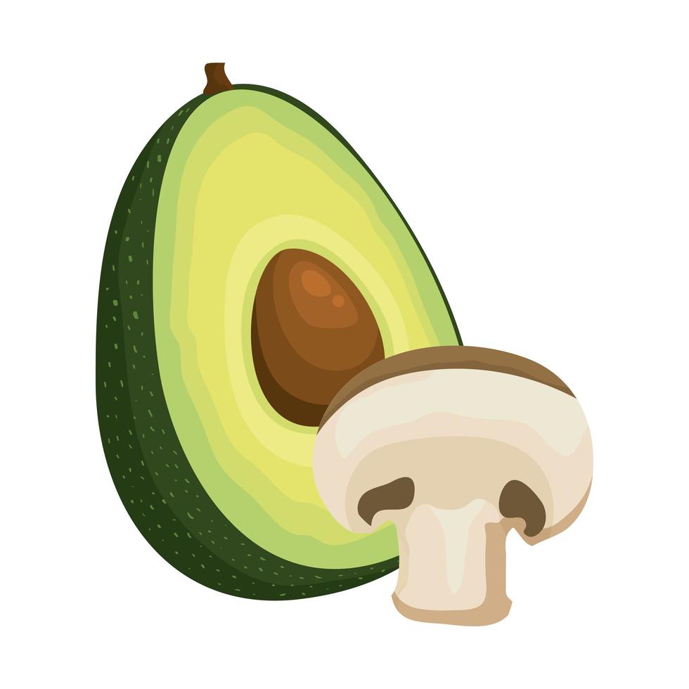 verse avocado- en champignongroenten vector