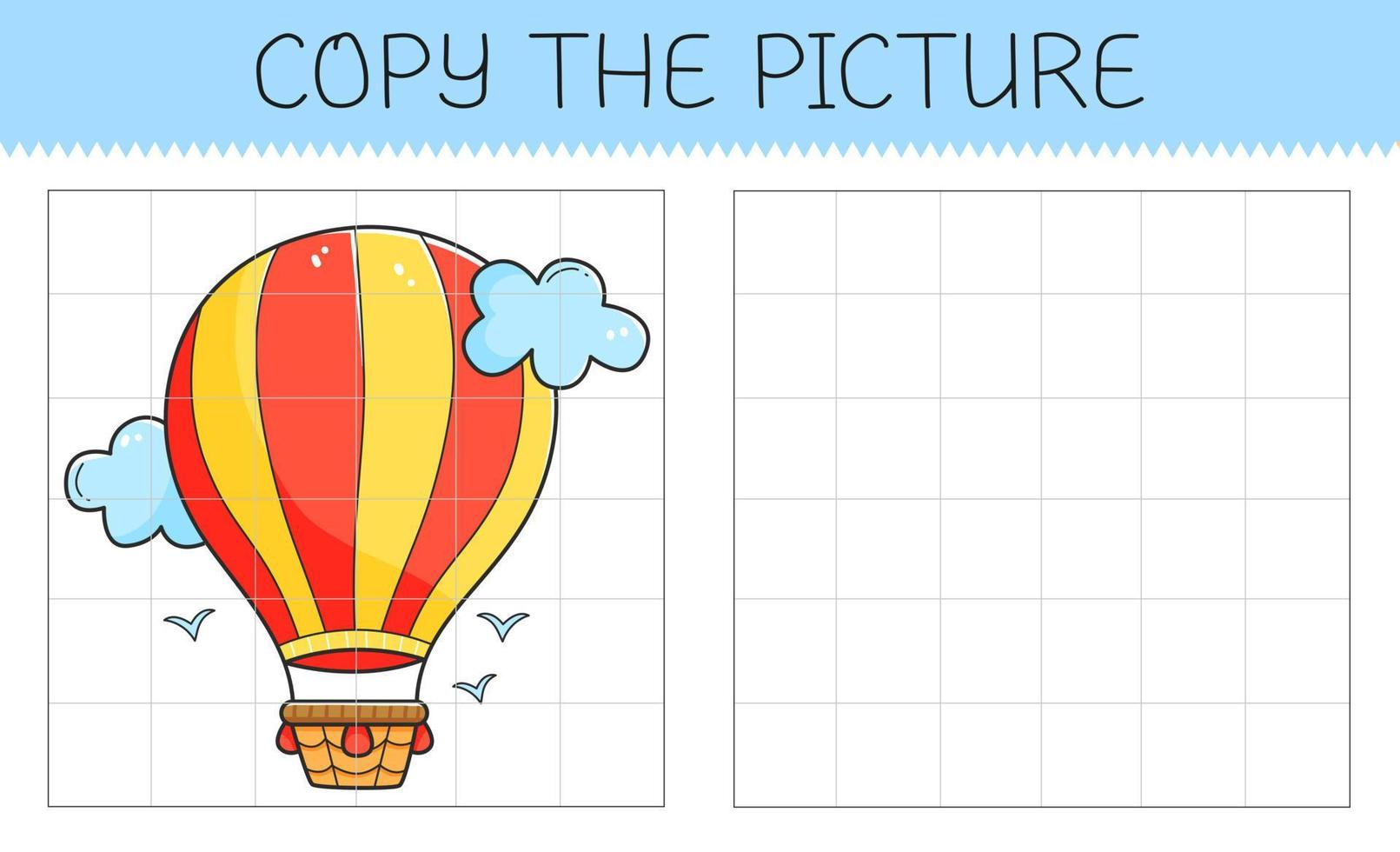 kopiëren de afbeelding is een leerzaam spel voor kinderen met een luchtschip. schattig tekenfilm luchtschip. vector illustratie.