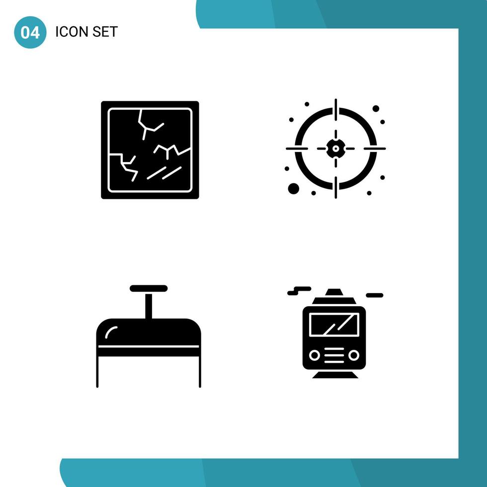 4 gebruiker koppel solide glyph pak van modern tekens en symbolen van gebroken trein bedrijf zak vervoer bewerkbare vector ontwerp elementen