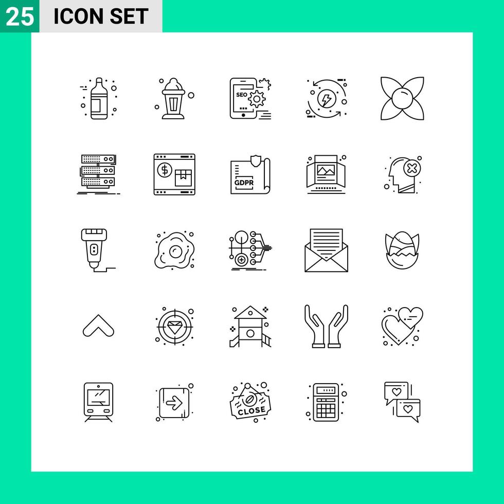 voorraad vector icoon pak van 25 lijn tekens en symbolen voor bloeien eco mobiel ontwikkeling werkwijze bewerkbare vector ontwerp elementen