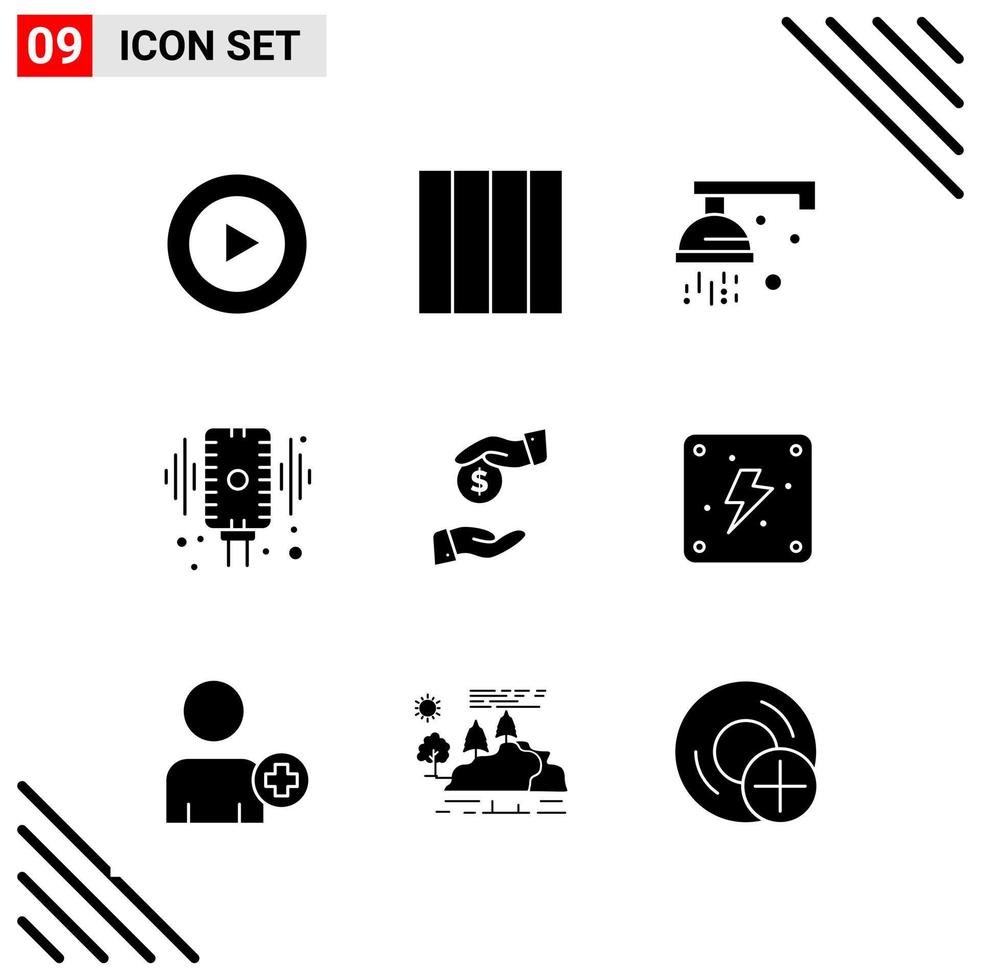 pixel perfect reeks van 9 solide pictogrammen glyph icoon reeks voor website ontwerpen en mobiel toepassingen koppel vector