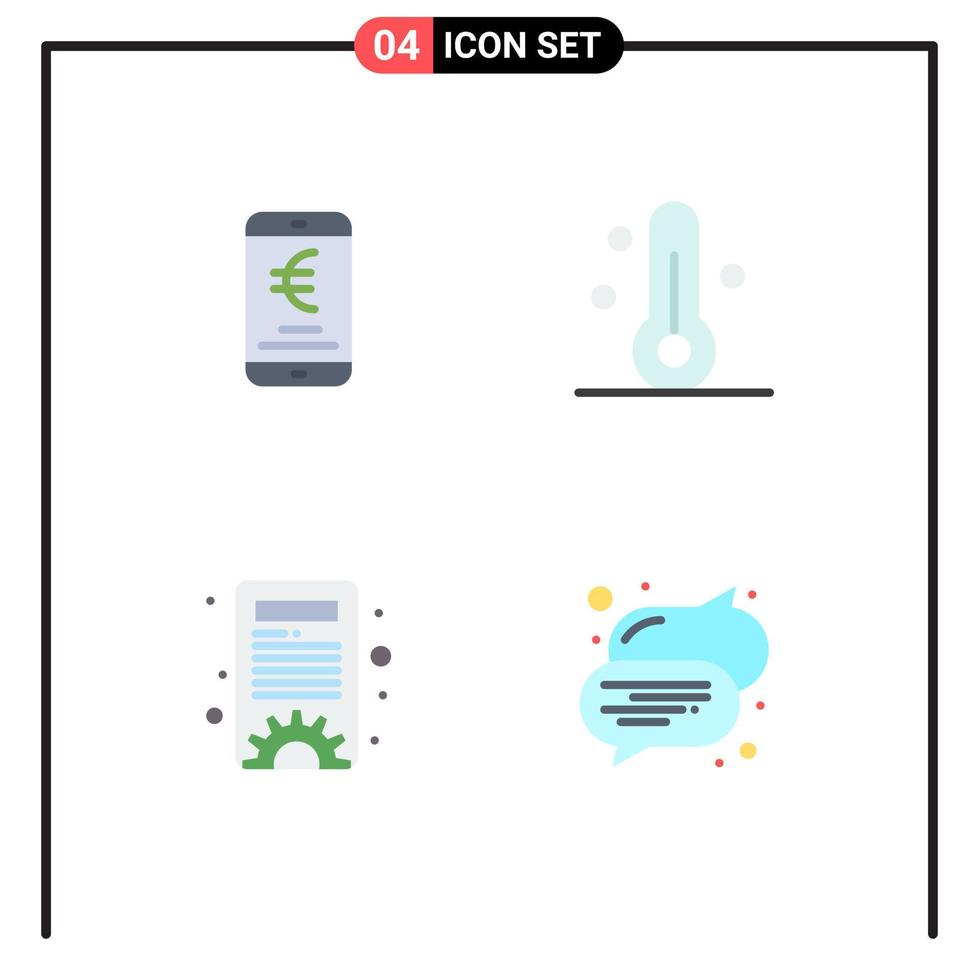 4 universeel vlak icoon tekens symbolen van mobiel inhoud beheer online temperatuur instellingen bewerkbare vector ontwerp elementen