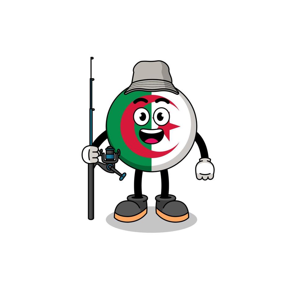 mascotte illustratie van Algerije vlag visser vector