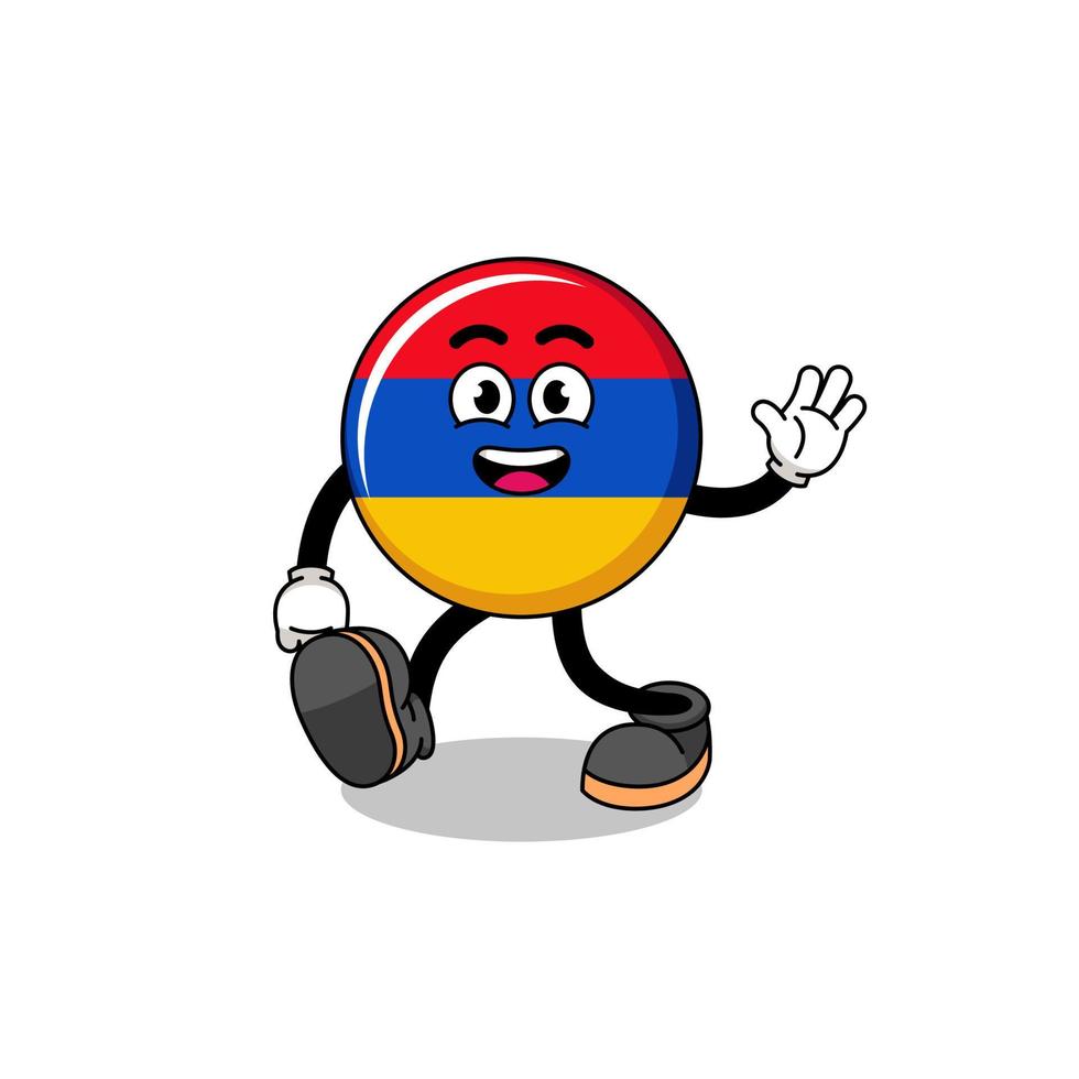 Armenië vlag tekenfilm wandelen vector