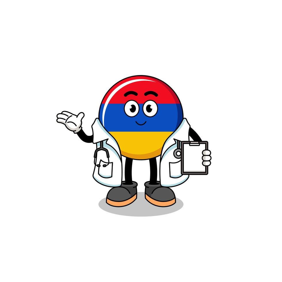 tekenfilm mascotte van Armenië vlag dokter vector