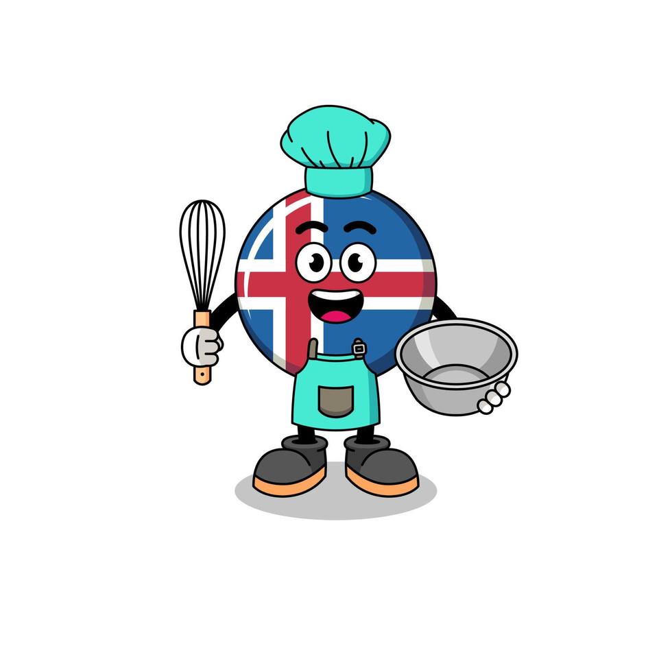 illustratie van IJsland vlag net zo een bakkerij chef vector