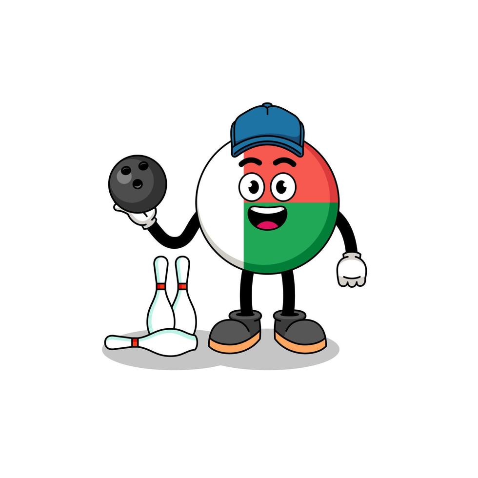 mascotte van Madagascar vlag net zo een bowling speler vector