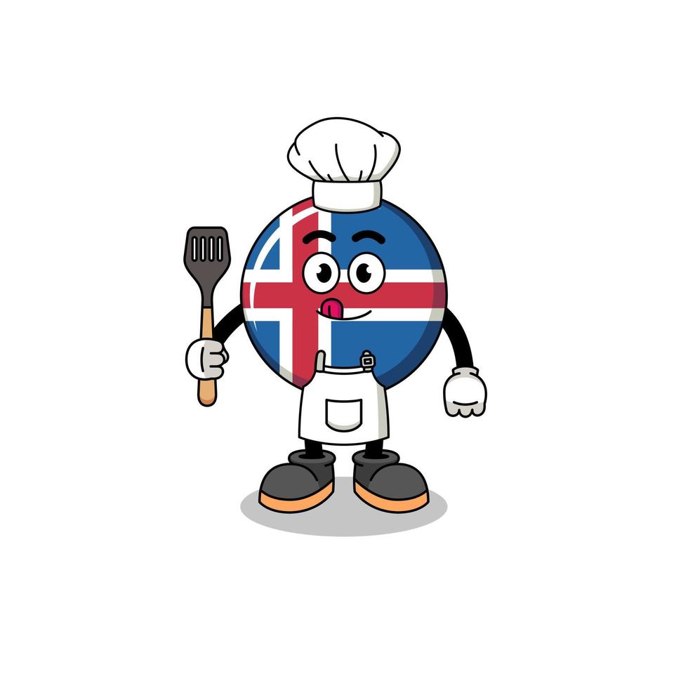 mascotte illustratie van IJsland vlag chef vector