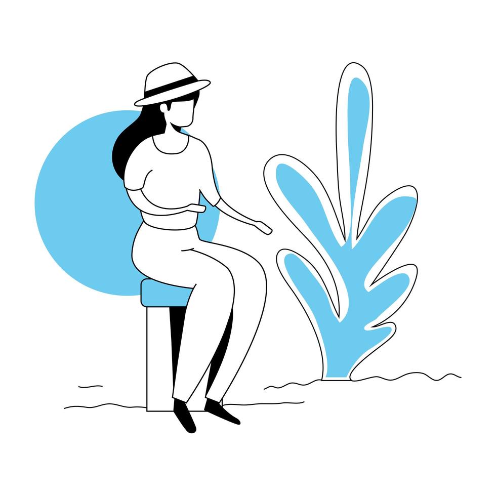 mooie vrouw zittend avatar karakter pictogram vector